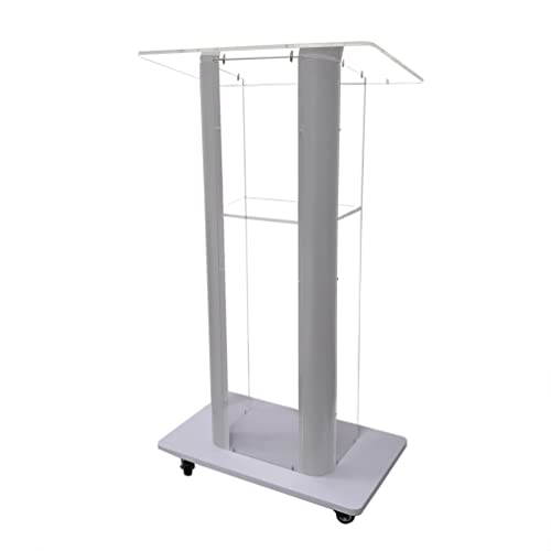FixtureDisplays Clear Acrylic Plexiglass Podium with Curved Steel Sides - 14310-NF