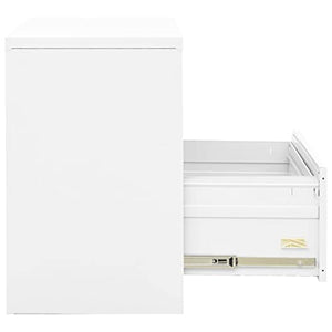 SLGSDMJ White Steel Filing Cabinet with 2 Drawers and Lock 35.4"x18.1"x28.5