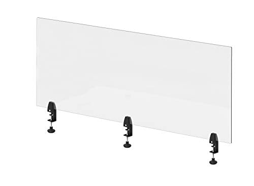 Stand Steady Clear Desktop Panel | Clamp On Protective Acrylic Shield & Sneeze Guard | Desk Divider Securely Attaches to Desks & Tabletops | for Offices, Schools, Libraries & More (60 x 30)