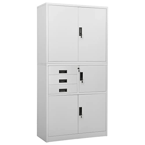 ZQQLVOO Modern Style Steel Storage Cabinet, Light Gray 35.4"x15.7"x70.9