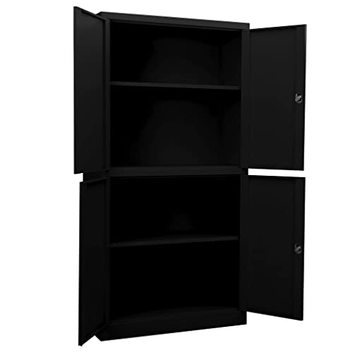 ZQQLVOO Tall Black Steel Utility Office Cabinet 35.4"x15.7"x70.9