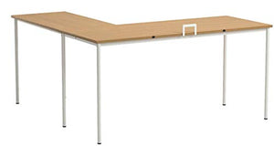 ZINUS Dominic 59 Inch White Metal Corner Desk with Storage Drawer / L-Shaped Computer Desk / Office Desk / Easy, Bolt Free Assembly, Natural