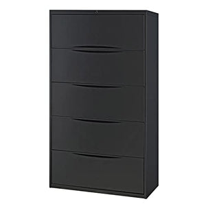 Global Industrial 36" W Premium Lateral File Cabinet, 5 Drawer, Black