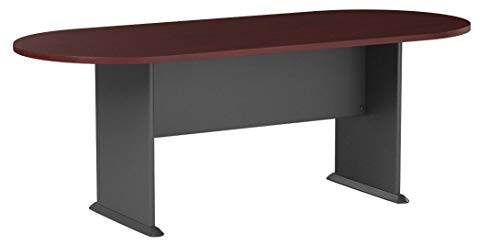 Bush Business Furniture 79"W x 34"D Racetrack Oval Conference Table, Mahogany/Graphite Gray, Standard Delivery