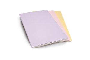 Moleskine Cahier Journal, Soft Cover, XL (7.5" x 9.5") Plain/Blank, Persian Lilac/Frangipane Yellow/Peach Blossom Pink (Set of 3)