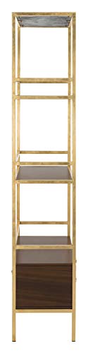 Safavieh ETG6205A Home Collection Mateo 4 Tier 1 Drawer Etagere, Gold and Walnut