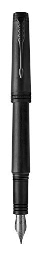 PARKER Premier Fountain Pen, Monochrome Black, Fine Nib with Black Ink Refill
