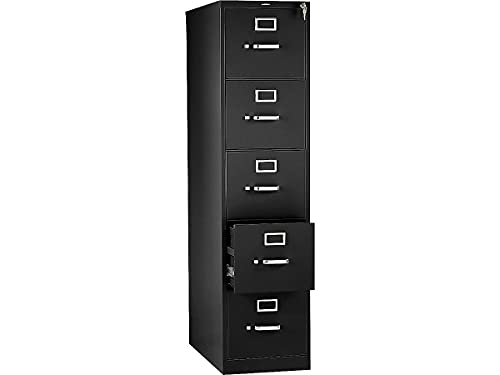HON Five-Drawer Full-Suspension File Cabinet, Letter Size, Black