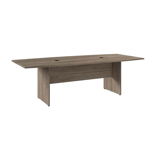 Bush Business Furniture Conference Table for 6-8 People | Boat Shaped 8 Foot Desk, Modern Hickory