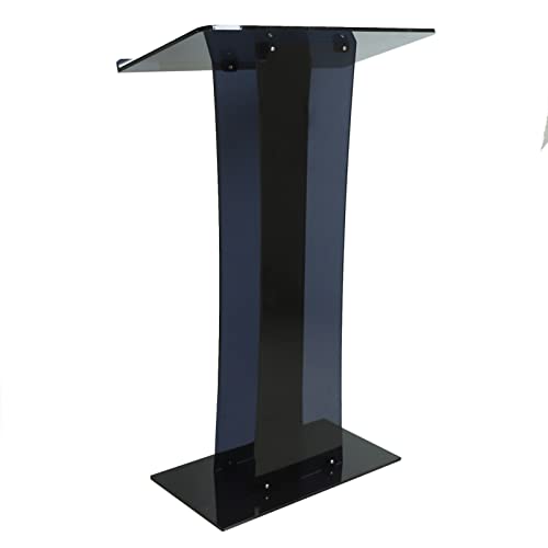TBVECHI Clear Acrylic Podium Lectern Stand 23.6'' x 15.7'' x 43'' Curved Black - Easy Assembly