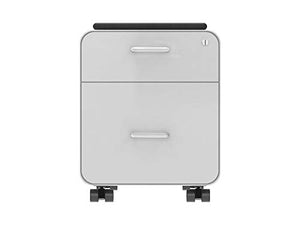 Monoprice Round Corner 2-Drawer File Cabinet - White, Lockable with Seat Cushion - Workstream Collection (137881)