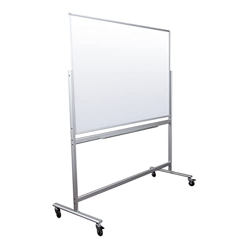 Stand Up Desk Store Rolling Double Sided Mobile Magnetic Glass Marker Dry Erase Board (60" X 40")