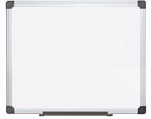 MasterVision Maya Melamine Dry Erase Board with Tray, 40" x 60", Whiteboard with Aluminum Frame
