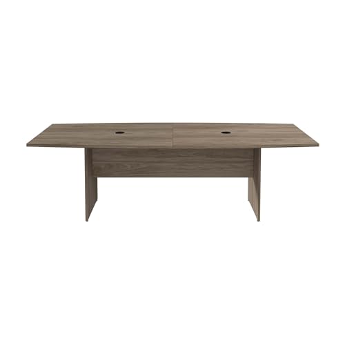 Bush Business Furniture Conference Table for 6-8 People | Boat Shaped 8 Foot Desk, Modern Hickory
