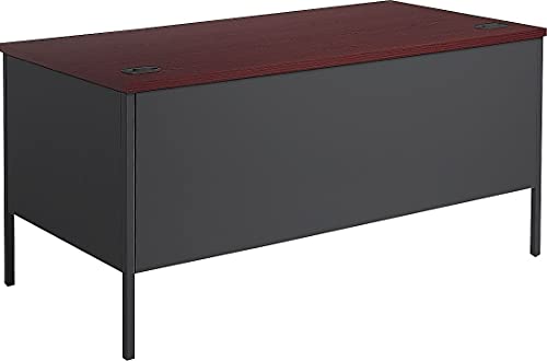 HON Metro Series Classic Double Pedestal Desk, 60", Mahogany/Charcoal (HP3262)