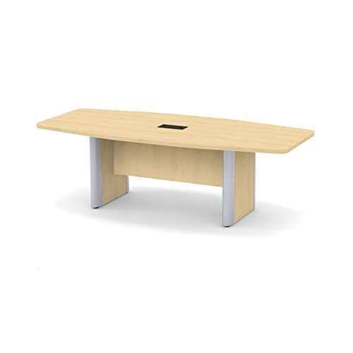Generic 8 FT Modern Boat Shaped Conference Table with Metal Legs and Power Modules