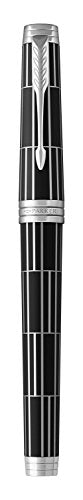 PARKER Premier Fountain Pen, Luxury Black with Chrome Trim, Fine Nib with Black Ink Refill