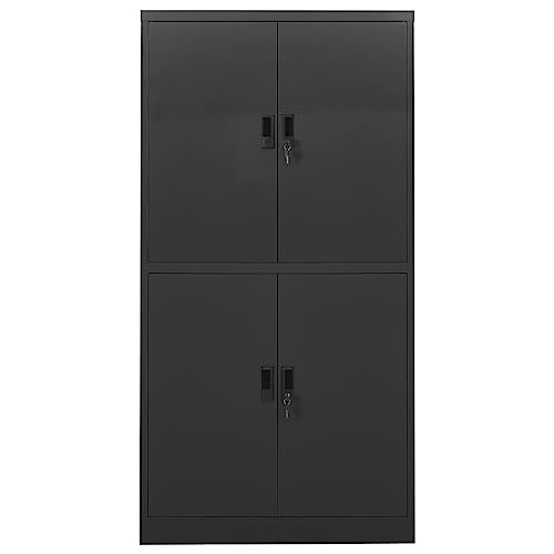 HLELU Steel Office Storage Cabinet 35.4 x 15.7 x 70.9 inches - Lockable, Durable, Anthracite Color