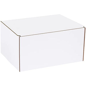 BOX USA Corrugated Cardboard Literature Mailers, 12 1/8 x 9 1/4 x 6 1/2 Inches, Tuck Top One-Piece, Die-Cut Shipping Boxes, Large White Mailing Boxes (Pack of 50)