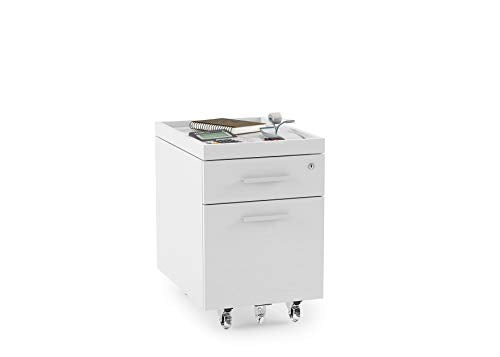 BDI Furniture Centro Mobile File Pedestal 6407 Satin White, Grey