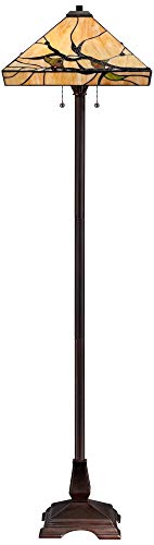 Robert Louis Tiffany Rustic Tiffany Style Floor Lamp 62" Tall Bronze Metal Hand-Crafted Stained Glass Shade