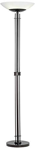 Light Blaster Modern Torchiere Floor Lamp Dark Bronze Frosted Glass Shade for Living Room Bedroom Office Uplight - Possini Euro Design