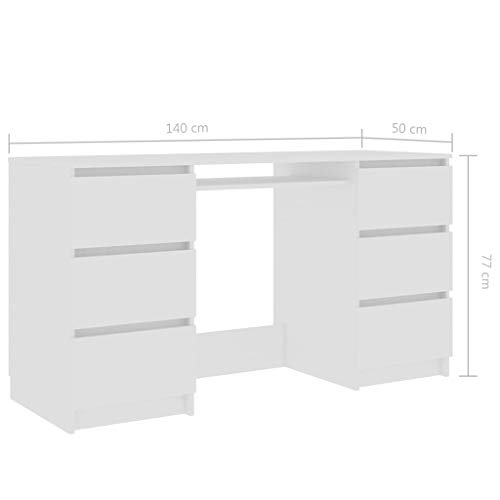 Executive Desk, Chipboard White Writing Desks Multipurpose for Home for Office
