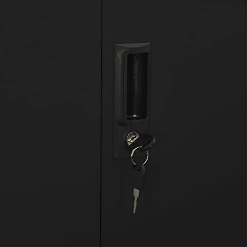 Youuihom Vertical Filing Cabinet with Lock Drawers, Black Steel 35.4"x15.7"x70.9