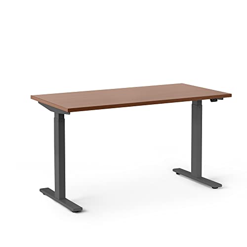 Poppin Series L 2S Adjustable Height Single Desk, Walnut/Charcoal, 47