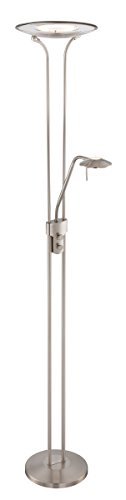 Lite Source Torchiere Ls-82842Ps Duality Iii Led Torch/Reading Lamp, 11" x 11" x 71", Polished Steel