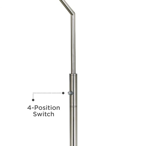 Possini Euro Design Modern Arc Floor Lamp 71 1/2" Tall Brushed Nickel Blue Textured Fabric Shade