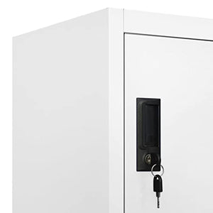 loibinfen Metal Locker Cabinet with 18 Lockers, White Steel 35.4"x15.7"x70.9" -AA