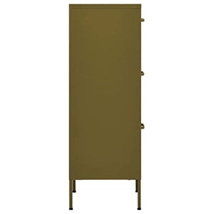 Youuihom Free-Standing Storage Cabinet with Drawers, Olive Green Steel 16.7"x13.8"x40