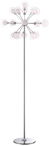 Mid Century Modern Floor Lamp Sputnik Style 16-Light Chrome Opal Glass Orbs for Living Room Reading Bedroom - Possini Euro Design
