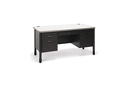 OFM 5-Drawer Double Pedestal Teacher's Desk in Gray Nebula