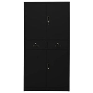Youuihom Vertical Filing Cabinet with Lock Drawers, Black Steel 35.4"x15.7"x70.9