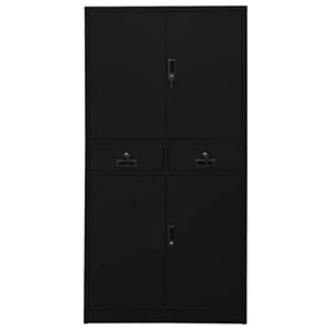 KTHLBRH Black Steel Office Cabinet 35.4"x15.7"x70.9" - Storage & Display Furniture