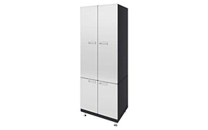 Hercke Kit 8 Storage Tower Garage Cabinet System - 2 Piece Stainless Steel Modular Storage Cabinets with Maple Work Top (24"D x 30"W x 84"H) by SafeRacks (Powder Coat)
