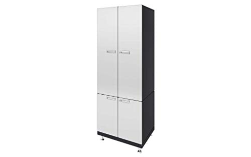 Hercke Kit 8 Storage Tower Garage Cabinet System - 2 Piece Stainless Steel Modular Storage Cabinets with Maple Work Top (24"D x 30"W x 84"H) by SafeRacks (Powder Coat)