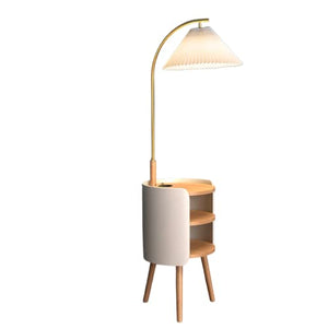 EESHHA Floor Lamp with Cabinet Nordic Minimalist Living Room Lamp - Wood LED Standing Light
