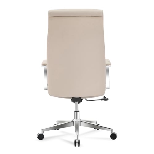 Realspace Modern Comfort Modee Vegan Leather High-Back Executive Office Chair, Sand/Chrome
