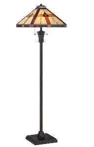Quoizel TF1427F Bryant Tiffany Floor Lamp, 2-Light, 200 Watts, Bronze (60" H x 17" W)