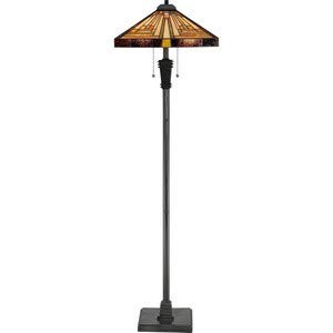 Quoizel TF885F Stephen Tiffany Mission Floor Lamp, 2-Light, 200 Watts, Vintage Bronze (60" H x 18" W)
