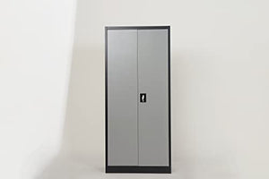 Generic Metal Storage Cabinet with 2 Doors and 4 Shelves, Lockable Steel - Grey