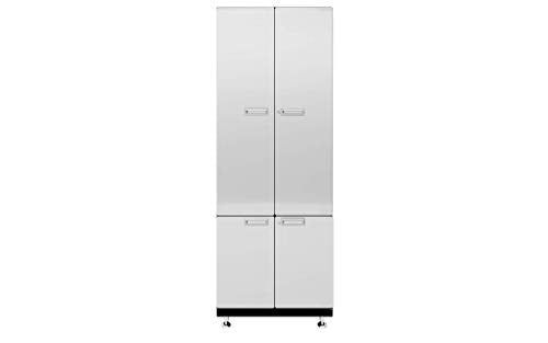 Hercke Kit 8 Storage Tower Garage Cabinet System - 2 Piece Stainless Steel Modular Storage Cabinets with Maple Work Top (24"D x 30"W x 84"H) by SafeRacks (Powder Coat)