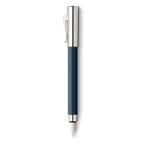 Graf von Faber-Castell Tamitio Metal Barrel Fluted Stainless Steel Nib Fountain Pen – Rhodium – Midnight Blue