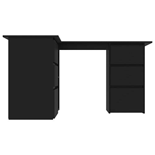 vidaXL Computer Desk, Corner Desk, Simple Style Desk,Workstation Office Desk Writing,Computer Desk with Storage Locker, Space-Saving, Easy to Assemble, 57.1"x39.4"x29.9" Chipboard