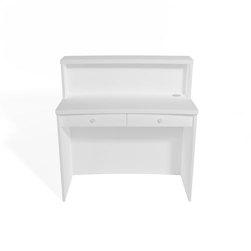 UGOS Modern White Reception Desk w/ Transaction Counter | Laminate Desktop | Multifunctional Standing Front Desk (47 inch)