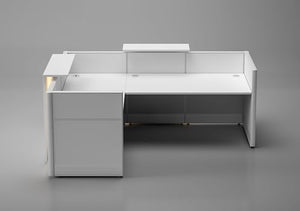 KANSOLE Flex Reception Desk with Lighting Panel (67" x 98", L-Shape)