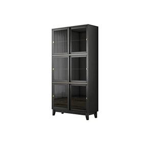 ROLTIN Black and White Bookshelf with Glass Door Sliding Cabinet Storage - Wall-Floor Bookshelf for Living Room, Home Office (White)
